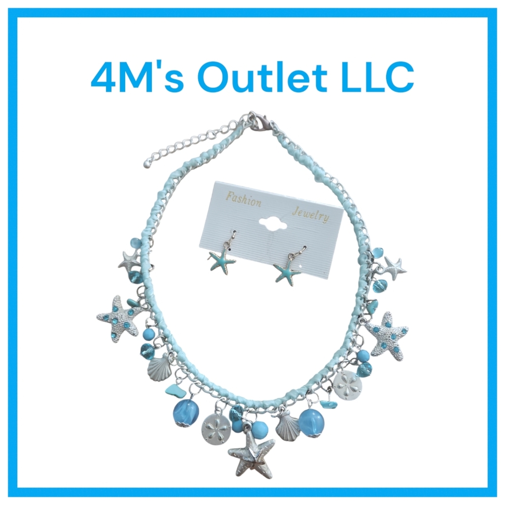 Women's Starfish Necklace and Earrings